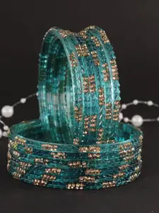 LAVAZZA Set Of 12 American Diamond-Studded Glass Bangles