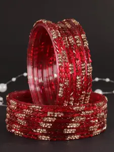 LAVAZZA Set Of 12 Cubic Zirconia Studded Glass Bangles