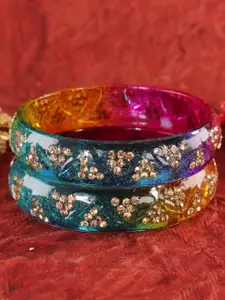 LAVAZZA Set Of 2 American Diamond Studded Glass Bangles