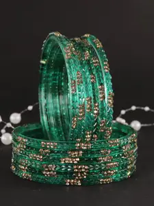 LAVAZZA Set Of 12 Cubic Zirconia Studded Glass Bangles