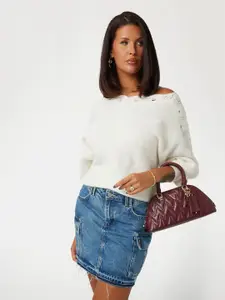 GUESS Textured PU Structured Satchel with Quilted