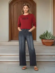 U.S. Polo Assn. Women Women Wide Leg High-Rise Light Fade Stretchable Jeans