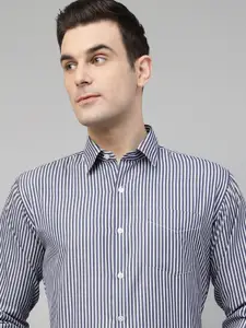 Hancock Men Slim Fit Opaque Striped Formal Shirt