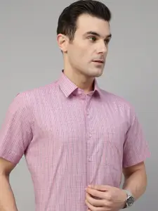 Hancock Men Standard Slim Fit Windowpane Checks Opaque Checked Formal Shirt