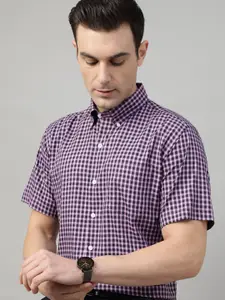 Hancock Men Premium Slim Fit Windowpane Checks Opaque Checked Formal Shirt