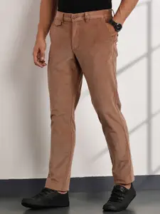 Thomas Scott Men Textured Smart Slim Fit Easy Wash Corduroy Chinos Trousers