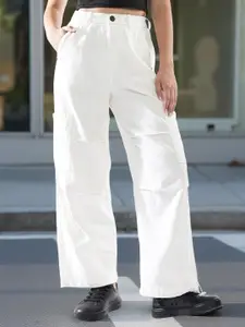 Hubberholme Women Baggy Fit Parachute Cargo High-Rise Light Fade Jeans