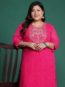 Indo Era Plus Size Ethnic Motifs Embroidered Sequinned Georgette Kurta