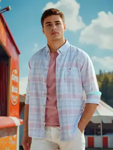 Louis Philippe Sport Men Slim Fit Tartan Checks Opaque Checked Casual Shirt