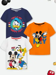 YK Disney Boys Pack of 3 Mickey & Friends Graphic Printed T-Shirt