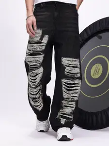 Kook N Keech Men Wide Leg High-Rise Highly Distressed Jeans