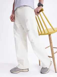 Kook N Keech Men Straight Fit High-Rise Mildly Distressed Pure Cotton Jeans