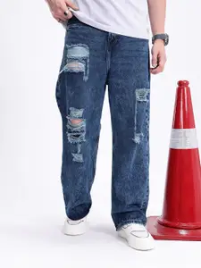 Kook N Keech Men Straight Fit Highly Distressed Light Fade Jeans