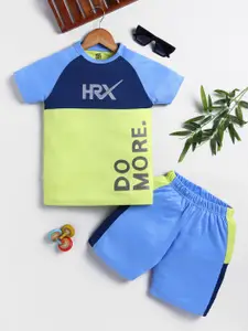 HRX by Hrithik Roshan U17 Boys Rapid Dry Printed T-shirt with Shorts