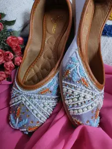 Sangria Women Embellished Party Wear Pearl Mojaris