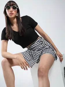 Sera Rayon Lycra Mini Checked Skort
