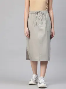 Popnetic Solid Cotton Tailored Skirt with Pocket