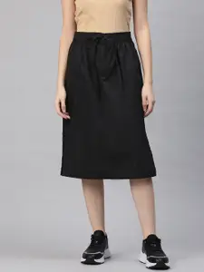 Popnetic Solid Cotton Tailored Skirt with Pocket