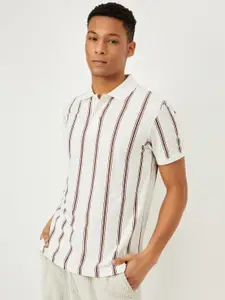 max Men Striped Polo Collar Cotton T-shirt