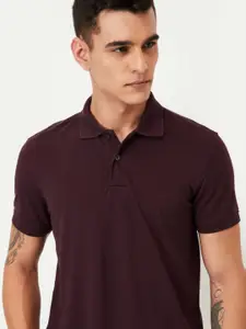 max Men Solid Polo Collar Cotton T-shirt