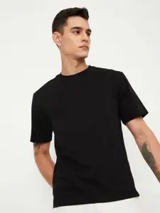 max Men Solid Round Neck Cotton T-shirt