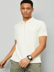 max Men Self Design Polo Collar T-shirt