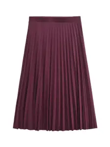 LULU & SKY Womens Pleated A-line Midi Skirt