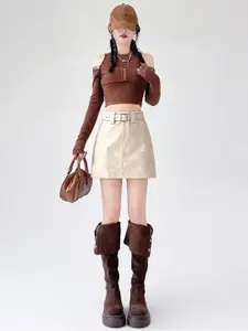 LULU & SKY Women High-Rise A-line Mini Skirt