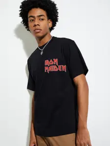 MAX URB_N Men Iron Maiden Print Oversized T-shirt