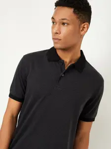 max Men Geometric Printed Polo Collar T-shirt