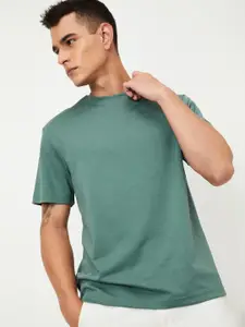 max Men Solid Round Neck Cotton T-shirt