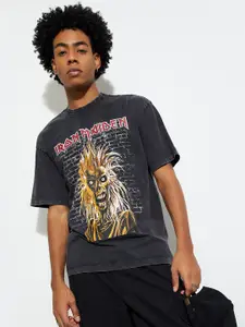 MAX URB_N Men Iron Maiden Print Oversized T-shirt