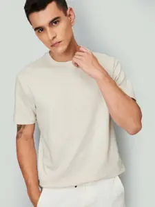 max Men Solid Round Neck Cotton T-shirt