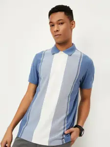 max Men Striped Polo Collar Cotton T-shirt