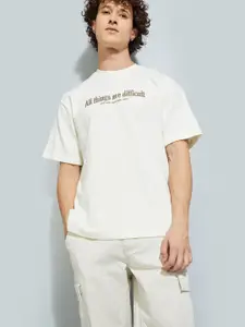 MAX URB_N Men Typographic Print Oversized T-shirt