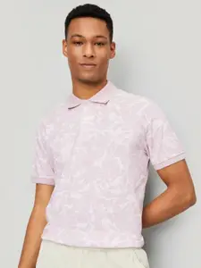 max Men Floral Printed Polo Collar Cotton T-shirt