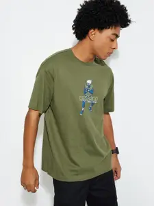 MAX URB_N Men Kakashi Print Oversized T-shirt
