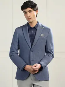 Blackberrys Self Design Notched Lapel Slim-Fit Single Breasted Blazer