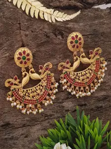 GRIIHAM Gold Plated American Diamond Contemporary Chandbalis