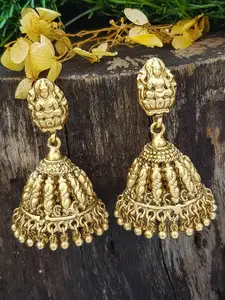 GRIIHAM Gold-Plated Cubic Zirconia Studded Dome Shaped Jhumkas