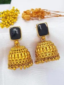 GRIIHAM Gold Plated American Diamond Studded Dome Shaped Jhumkas