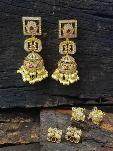 GRIIHAM Gold-Plated Dome Shaped Cubic Zirconia Jhumkas