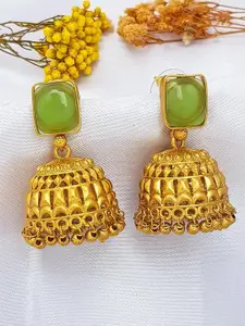 GRIIHAM Gold-Plated Dome Shaped American Diamond Jhumkas