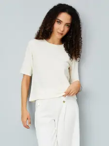 max Women Solid Round Neck T-shirt