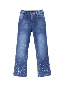ARIAS By LARA DUTTA Girls Mid-Rise Jeans  With Rhinestones Embellishment Medium Wash