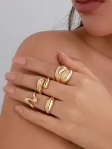 Jewels Galaxy Set Of 4 Gold-Plated  Finger Ring