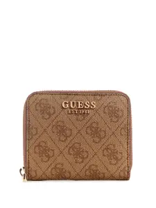 GUESS Women Geometric Printed PU Zip Around Wallet
