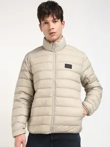 Calvin Klein Jeans Men Mock Collar Solid Casual Puffer Jacket