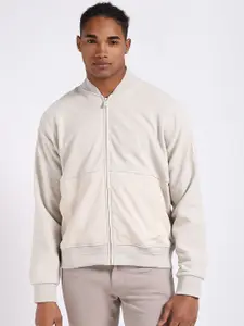 Calvin Klein Jeans Men Stand Collar Solid Casual Bomber Jacket