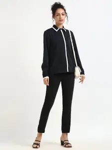 Tommy Hilfiger Women Spread Collar Solid Casual Shirt